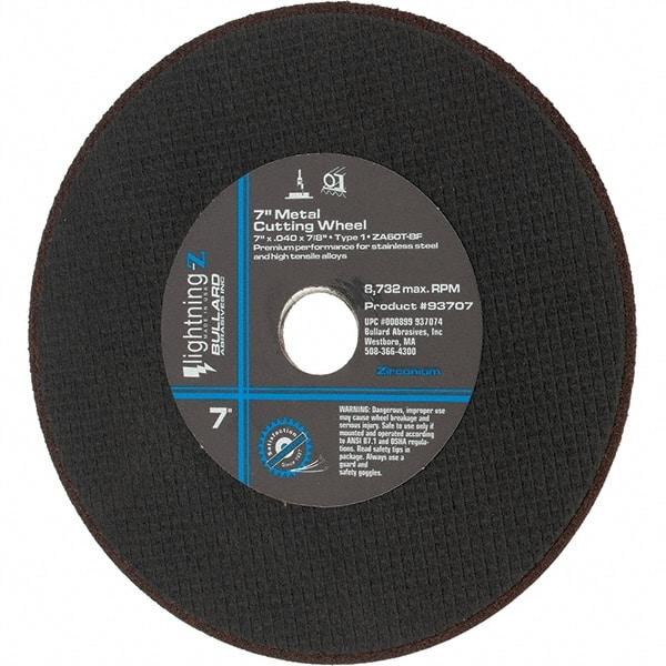 Value Collection - 7" Aluminum Oxide Cutoff Wheel - 0.04" Thick, 7/8" Arbor, 8,732 Max RPM - A1 Tooling