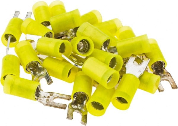 Value Collection - #6 Stud, 12 to 10 AWG Compatible, Partially Insulated, Crimp Connection, Locking Fork Terminal - A1 Tooling