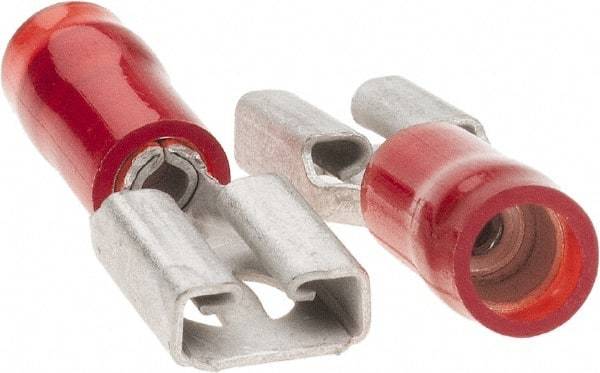 Value Collection - 22 to 18 AWG, Nylon, Partially Insulated, Female Wire Disconnect - 1/4" Wide Tab, Red, CSA Certified, UL Listed - A1 Tooling