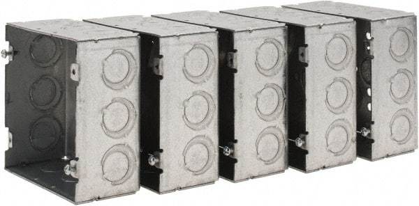 Value Collection - (17) 1/2 & 3/4" Knockouts, Steel Square Junction Box - 4-11/16" Overall Height x 4-11/16" Overall Width x 2-1/8" Overall Depth - A1 Tooling