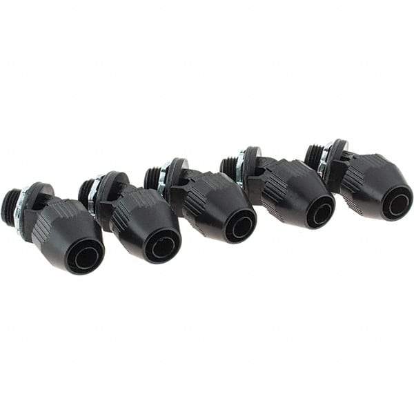 Value Collection - 3/8" Trade, PVC Compression & Threaded Angled Liquidtight Conduit Connector - A1 Tooling