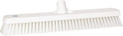 Vikan - 1.8" Bristle Length, Polyester Scrub Brush - 18" Long x 2-1/2" Wide Head, 19" OAL, European Threaded Handle, White, Polypropylene Block - A1 Tooling