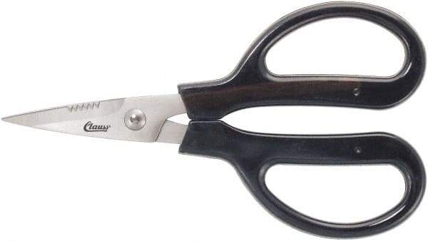 Clauss - 3" LOC, 9-1/4" OAL Stainless Steel Blunt Point Trimmers - Serrated, Plastic Handle, For Paper, Fabric - A1 Tooling