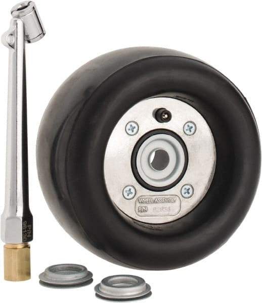 Dynabrade - 5" Wheel OD, 3-1/2" Wheel Width, 3,500 RPM, Composite, Pneumatic Wheel with Hub - 15-1/2" Long x 3-1/2" Wide, 1/2" Wheel Arbor Hole, For Use with 13206, 13207, 13507 & 13508 - A1 Tooling