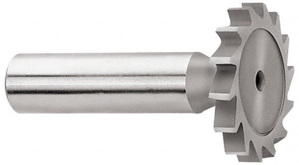 Whitney Tool Co. - 1/2" Diam x 0.02" Face Width, Cobalt, 12 Teeth, Shank Connection Woodruff Keyseat Cutter - Uncoated, 2-1/64" OAL x 1/2" Shank, Straight Teeth - A1 Tooling