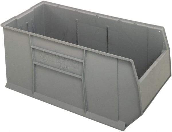 Quantum Storage - 175 Lb. Load Capacity, 41-7/8" Deep, Gray Polypropylene Hopper Stacking Bin - 17-1/2" High x 19-7/8" Wide x 41-7/8" Long - A1 Tooling