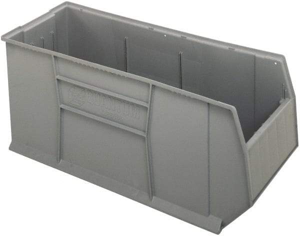 Quantum Storage - 175 Lb. Load Capacity, 41-7/8" Deep, Gray Polypropylene Hopper Stacking Bin - 17-1/2" High x 16-1/2" Wide x 41-7/8" Long - A1 Tooling