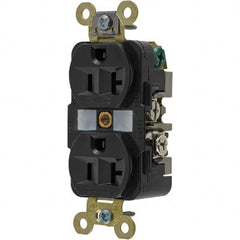 Hubbell Wiring Device-Kellems - 125V 20A NEMA 5-20R Industrial Grade Black Straight Blade Duplex Receptacle - A1 Tooling