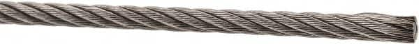 Value Collection - 1' Long, 1/8" Diam, Aircraft Cable - 1,780 Lb Breaking Strength, Material Grade 316, 7 x 19 Strand Core - A1 Tooling