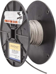 Value Collection - 50' Long, 1/8" Diam, Aircraft Cable - 1,780 Lb Breaking Strength, Material Grade 316, 7 x 19 Strand Core - A1 Tooling