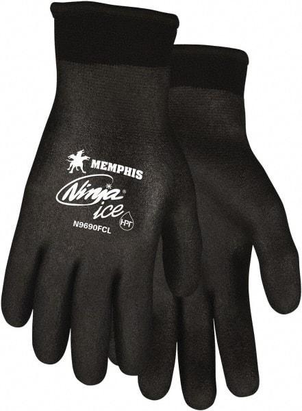 MCR Safety - Size L Work Gloves - Knit Wrist Cuff, Black Polymer, Shell, White Logo, Hem, Paired - A1 Tooling