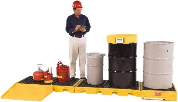 UltraTech - 121 Gal Sump, 7,500 Lb Capacity, 5 Drum, Polyethylene Spill Deck or Pallet - 129-3/4" Long x 5-3/4" Wide x 26" High, Low Profile, Inline Drum Configuration - A1 Tooling