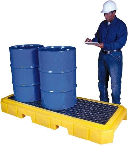 UltraTech - 66 Gal Sump, 4,500 Lb Capacity, 3 Drum, Polyethylene Spill Deck or Pallet - 76" Long x 27" Wide x 9" High, Liftable Fork, Drain Included, Low Profile, Inline Drum Configuration - A1 Tooling