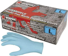 MCR Safety - Size 3XL, 4 mil, Industrial Grade, Powder Free Nitrile Disposable Gloves - 9-1/2" Long, Blue, Textured Rolled Cuffs, FDA Approved, Ambidextrous - A1 Tooling