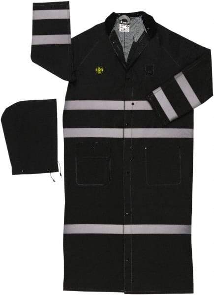 MCR Safety - Size 4XL, Black, Rain Jacket - 2 Pockets, Attached Hood - A1 Tooling