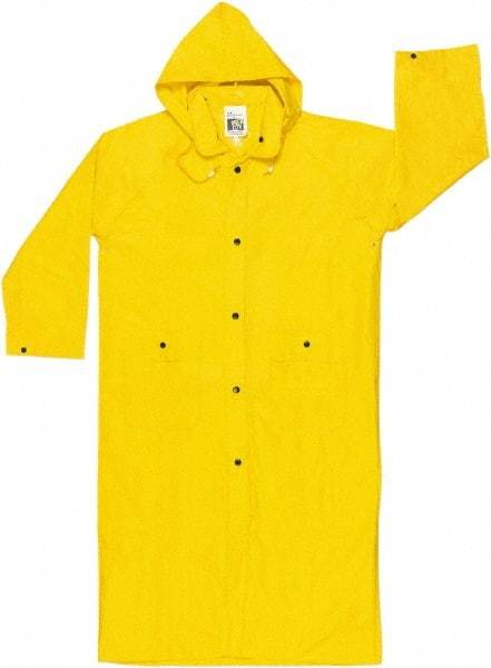 MCR Safety - Size 2XL, Yellow, Rain Jacket - 2 Pockets, Attached Hood - A1 Tooling