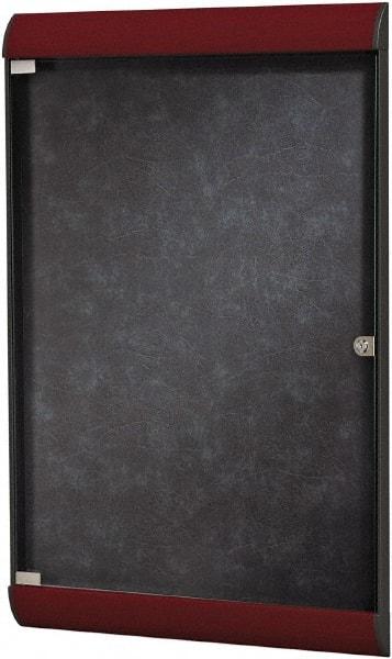 Ghent - 42.13" Wide x 27-3/4" High Enclosed Cork Bulletin Board - Vinyl, Stone (Color) - A1 Tooling