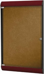 Ghent - 42.13" Wide x 27-3/4" High Enclosed Cork Bulletin Board - Vinyl, Navy Blue - A1 Tooling