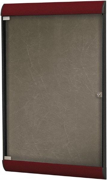 Ghent - 42.13" Wide x 27-3/4" High Enclosed Cork Bulletin Board - Vinyl, Berry - A1 Tooling