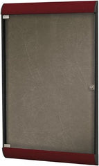 Ghent - 42.13" Wide x 27-3/4" High Enclosed Cork Bulletin Board - Vinyl, Berry - A1 Tooling