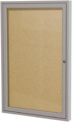 Ghent - 36" Wide x 30" High Enclosed Cork Bulletin Board - Vinyl, Caramel - A1 Tooling