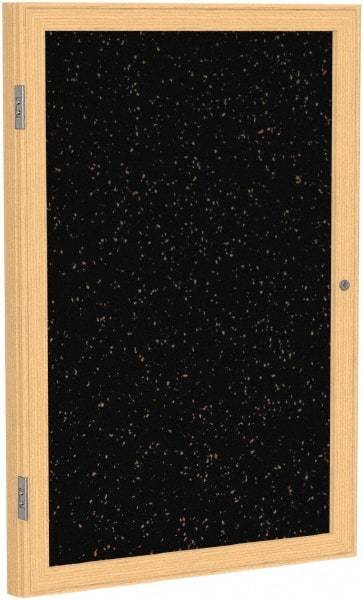 Ghent - 36" Wide x 30" High Enclosed Cork Bulletin Board - Rubber, Tan Speckled - A1 Tooling