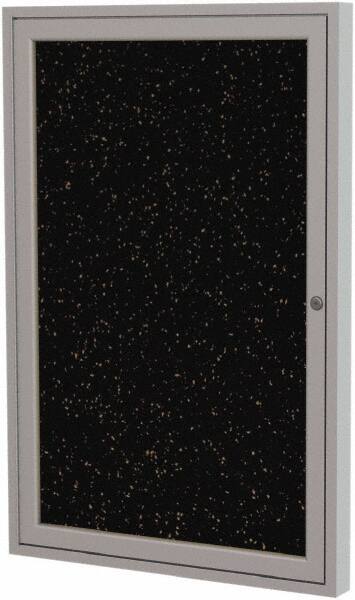 Ghent - 36" Wide x 30" High Enclosed Cork Bulletin Board - Rubber, Tan Speckled - A1 Tooling