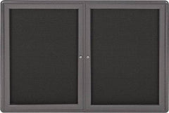 Ghent - 34" Wide x 24" High Enclosed Cork Bulletin Board - Fabric Covered, Gray - A1 Tooling