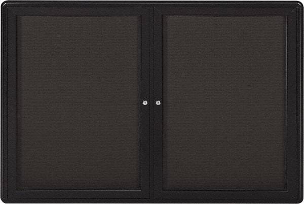 Ghent - 47" Wide x 34" High Enclosed Cork Bulletin Board - Fabric Covered, Gray - A1 Tooling