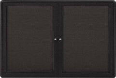 Ghent - 47" Wide x 34" High Enclosed Cork Bulletin Board - Fabric Covered, Gray - A1 Tooling