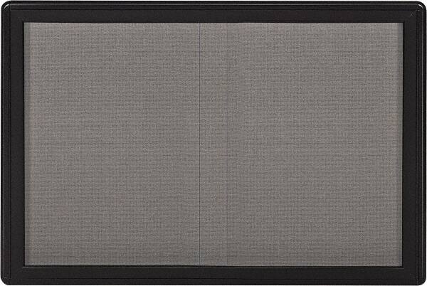 Ghent - 47" Wide x 34" High Enclosed Cork Bulletin Board - Fabric Covered, Black - A1 Tooling