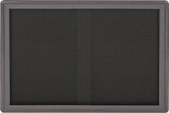 Ghent - 47" Wide x 34" High Enclosed Cork Bulletin Board - Fabric Covered, Gray - A1 Tooling