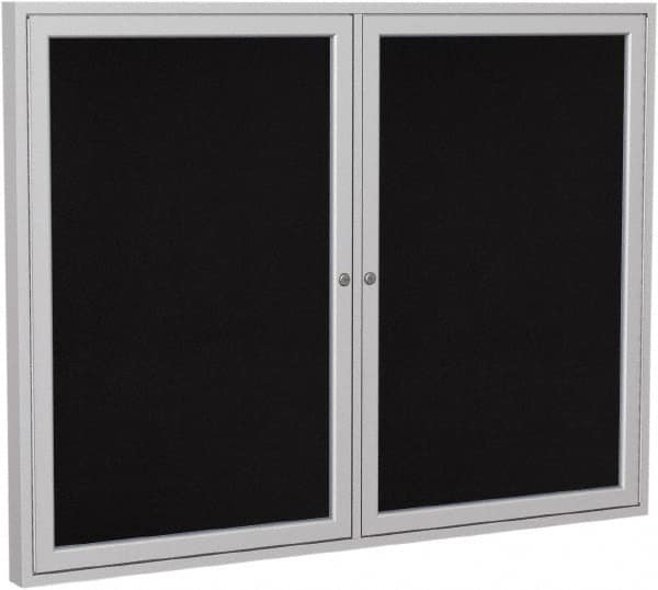 Ghent - 48" Wide x 36" High Enclosed Cork Bulletin Board - Rubber, Black - A1 Tooling