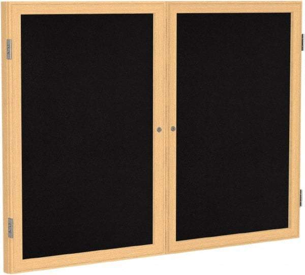 Ghent - 48" Wide x 36" High Enclosed Cork Bulletin Board - Rubber, Black - A1 Tooling