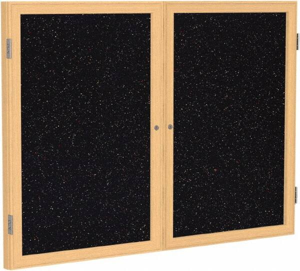 Ghent - 48" Wide x 36" High Enclosed Cork Bulletin Board - Rubber, Confetti (Color) - A1 Tooling