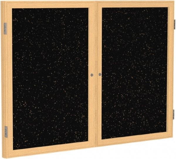 Ghent - 48" Wide x 36" High Enclosed Cork Bulletin Board - Rubber, Tan Speckled - A1 Tooling