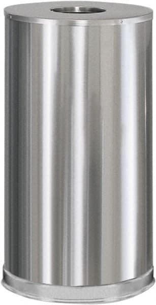 Rubbermaid - 15 Gal Silver Round Decorative Waste Receptacle With Top - Steel, 28" High - A1 Tooling