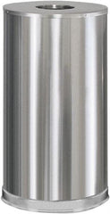 Rubbermaid - 15 Gal Silver Round Decorative Waste Receptacle With Top - Steel, 28" High - A1 Tooling