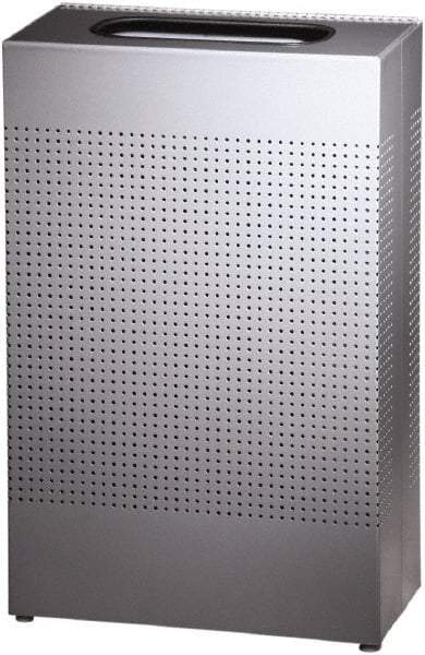 Rubbermaid - 13 Gal Silver Rectangle Decorative Waste Receptacle With Top - Steel, 30" High x 19-1/2" Long x 495.3mm Wide - A1 Tooling