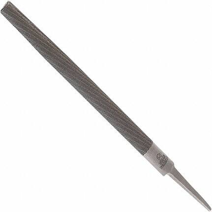 Anglo American - 12" Long, Smooth Cut, Half Round American-Pattern File - Double Cut, 0.32" Overall Thickness, Tang - A1 Tooling