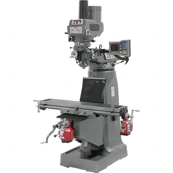 Jet - 9" Table Width x 49" Table Length, Variable Speed Pulley Control, 3 Phase Knee Milling Machine - R8 Spindle Taper, 3 hp - A1 Tooling