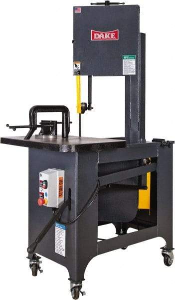 Dake - 9 Inch Throat Capacity, Step Pulley Vertical Bandsaw - 309, 618, 1191, 2382 RPM, 1 HP, Three Phase - A1 Tooling