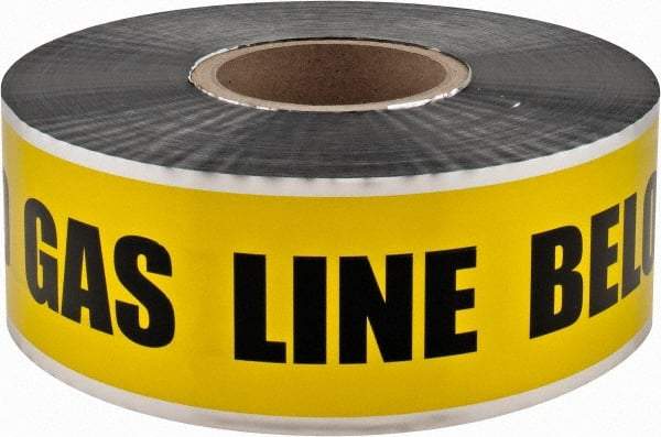 PRO-SAFE - Caution: Buried Gas Line Below, Detectable Underground Tape - 1,000 Ft. Long x 3 Inch Wide Roll, Polyethylene on Aluminum, 5 mil Thick, Yellow - A1 Tooling