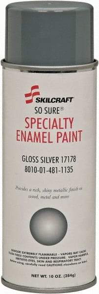 Ability One - Aluminum (Color), Gloss, Enamel Spray Paint - 12 to 15 Sq Ft per Can, 16 oz Container, Use on Masonry - A1 Tooling