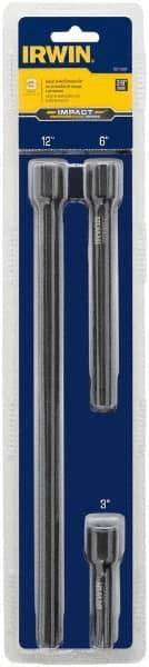 Irwin - 3/8" Drive Socket Extension Set - 3 Pieces, Includes 3, 6, 12" Lengths - A1 Tooling