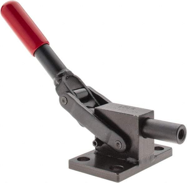 De-Sta-Co - 2,499.88 Lb Load Capacity, Flanged Base, Carbon Steel, Standard Straight Line Action Clamp - 4 Mounting Holes, 0.34" Mounting Hole Diam, 0.51" Plunger Diam, Straight Handle - A1 Tooling