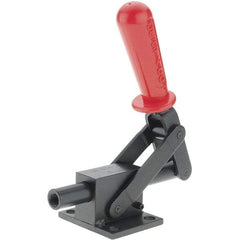 De-Sta-Co - 4,599.59 Lb Load Capacity, Flanged Base, Carbon Steel, Standard Straight Line Action Clamp - 4 Mounting Holes, 0.41" Mounting Hole Diam, 3/4" Plunger Diam, Straight Handle - A1 Tooling