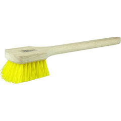 20″ Utility Scrub Brush, Yellow Polypropylene, Long Handle, Wood Block - A1 Tooling