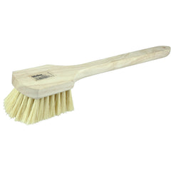 20″ Utility Scrub Brush, White Tampico Fill, Long Handle, Wood Block - A1 Tooling