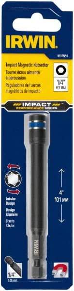 Irwin - 1/4" Magnetic Nutsetter - 1/4" Hex Drive, 4" OAL, 7/16" Socket Nose Diam - A1 Tooling